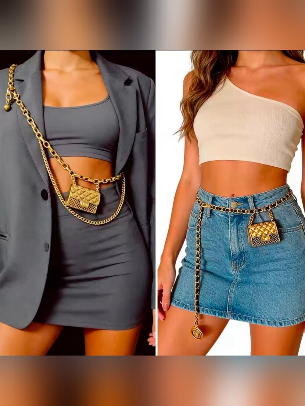 Gold Chain Belt with Quilted Mini Bag - Picture 8 of 8